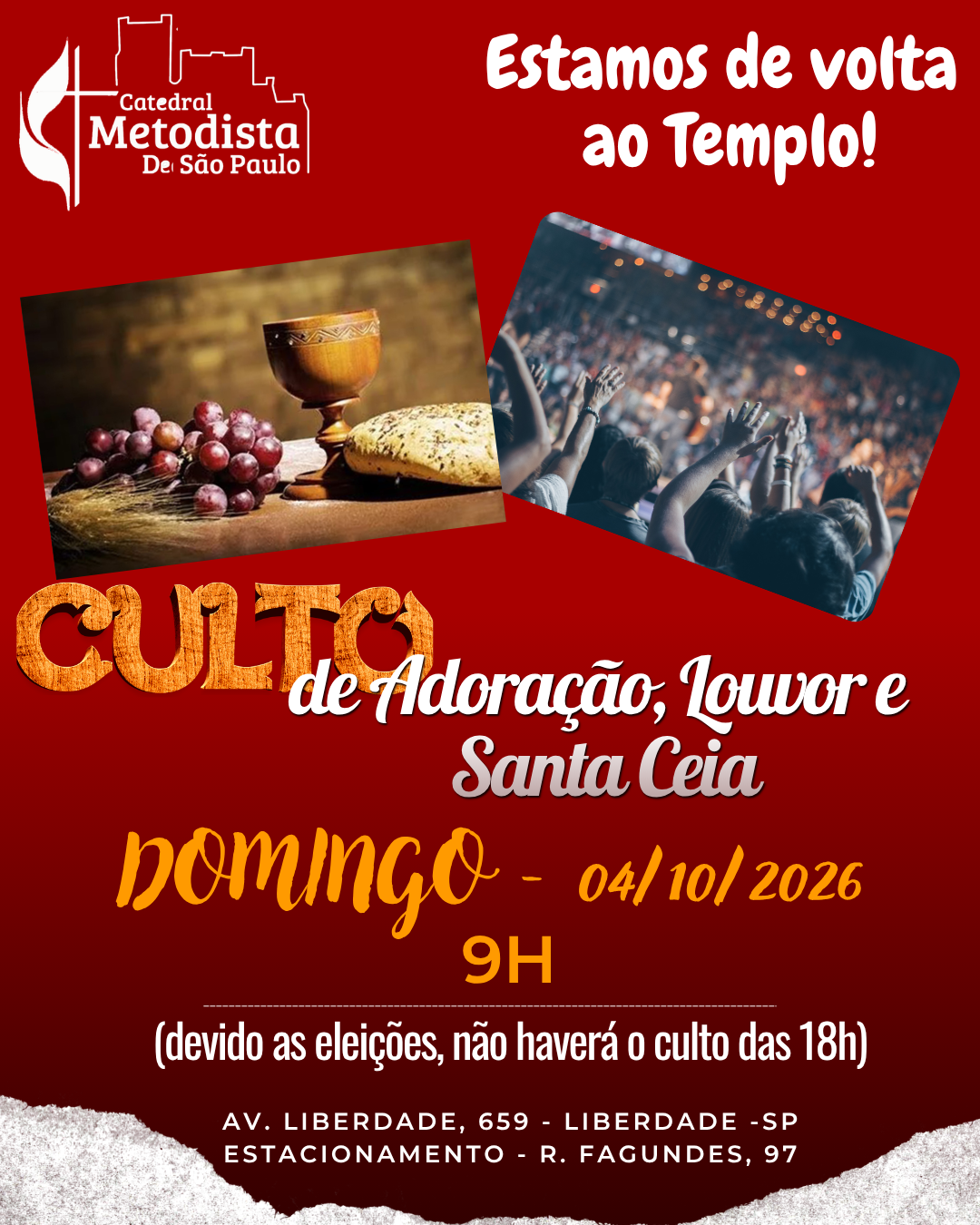 CULTO DE RETORNO AO TEMPLO